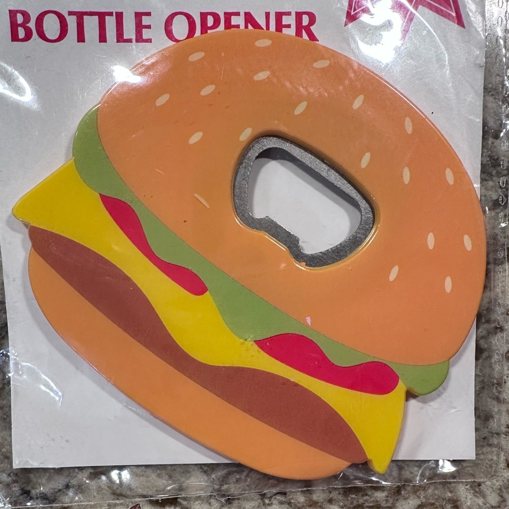cheeseburger bottle opener brand new in package